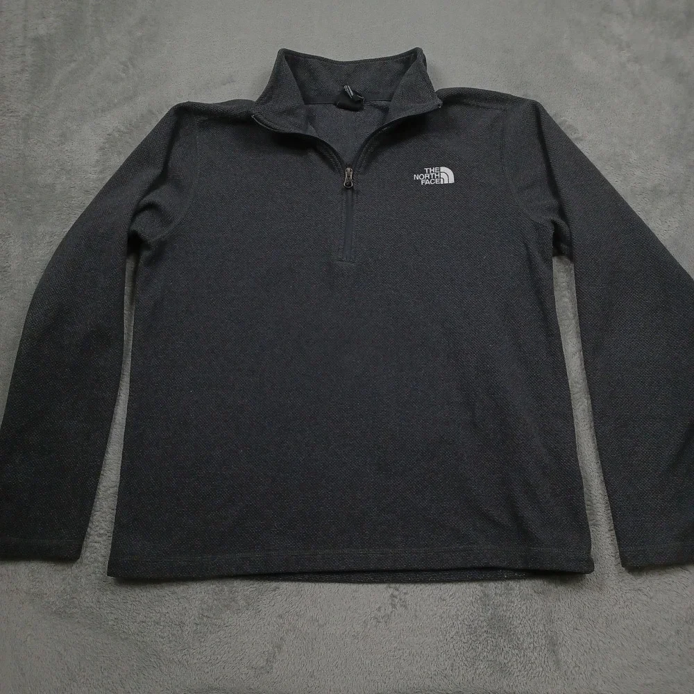 North Face Sweater Mens Large Gray 1/4 ZIp Fleece Pullover Outdoor